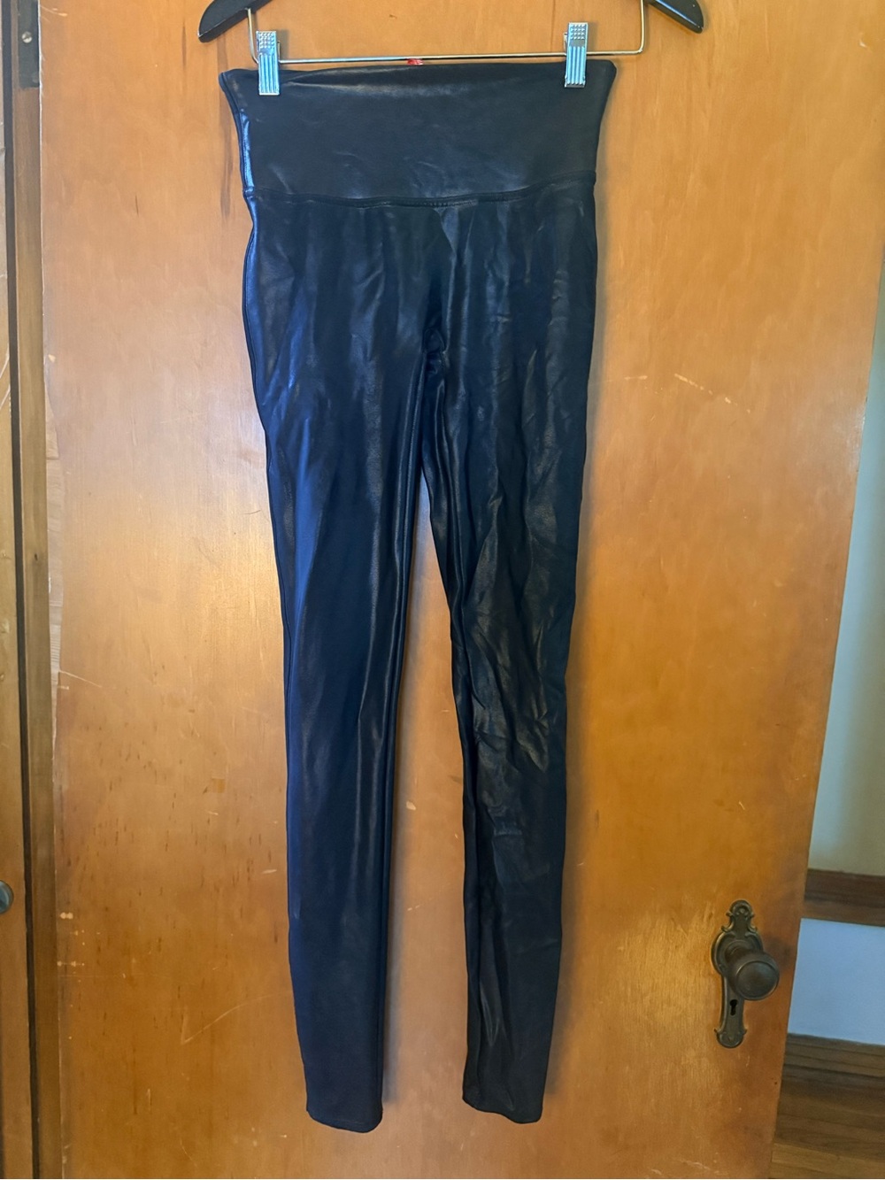 SPANX Black Leggings with Red Branded Tag
